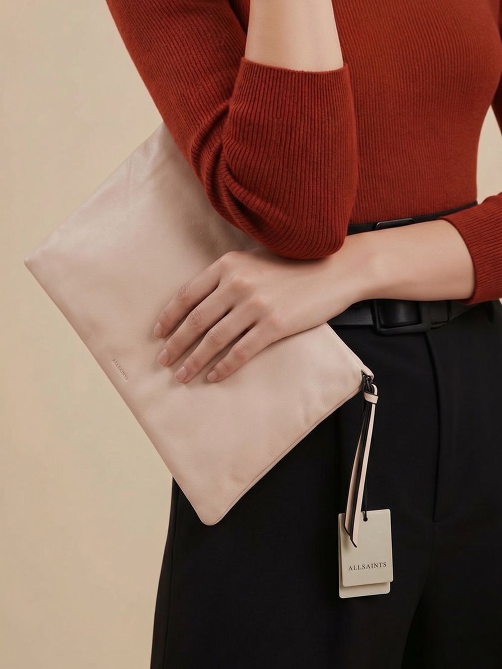 AllSaints Desert White Bettina Clutch